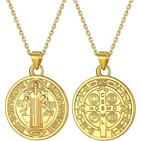 Saint Benedict/Michael Medal Necklace 316L Stainless Steel Virgin Mary Necklace